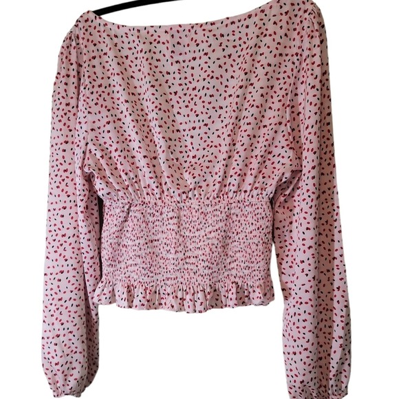 Princess Polly Top Smocked Long Sleeve Crop Balloon Sleeve Spring  Sz 4 - Picture 2 of 7